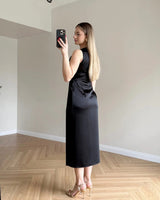 Butterfly Satin Midi Dress