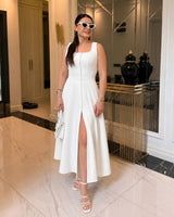 Button Front Midi Dress