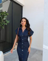 Buttoned Denim Dress