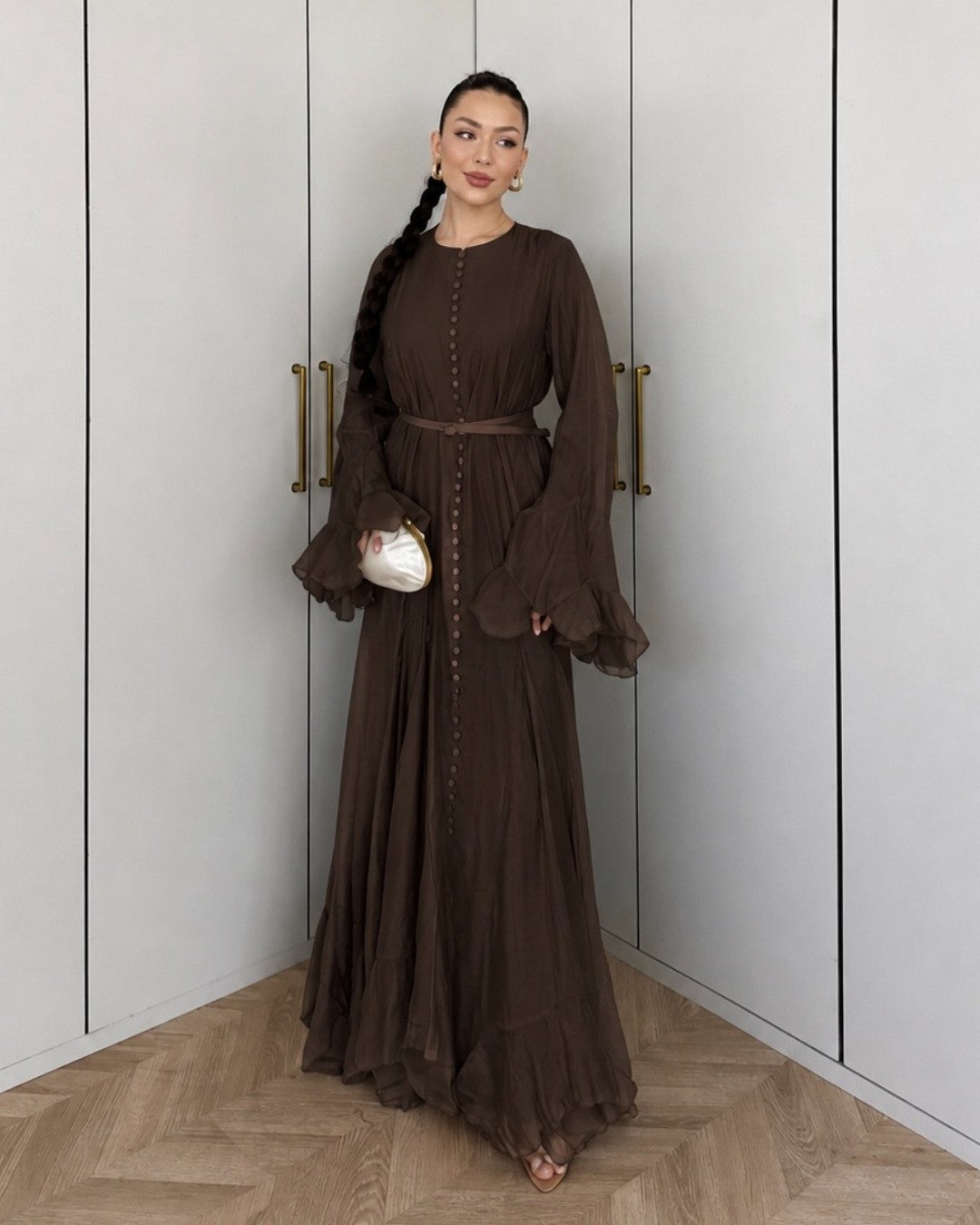 Buttoned Flow Maxi Dress + Belt