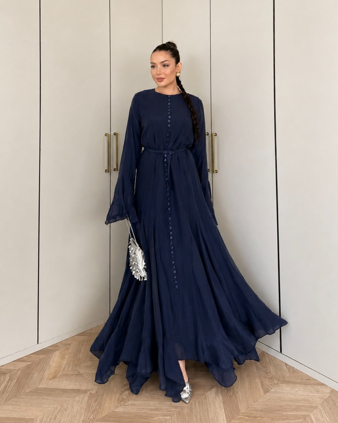 Buttoned Flow Maxi Dress + Belt
