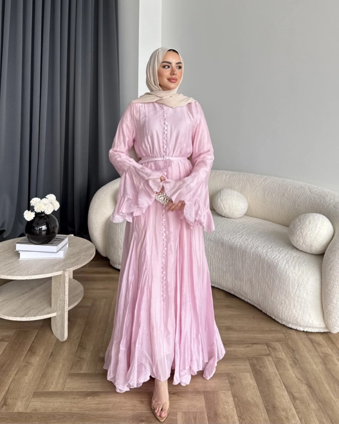 Buttoned Flow Maxi Dress + Belt