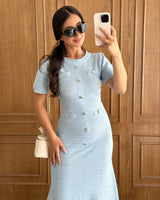 Buttoned Knitted Maxi Dress