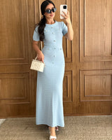 Buttoned Knitted Maxi Dress