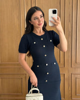 Buttoned Knitted Maxi Dress