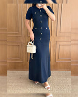 Buttoned Knitted Maxi Dress