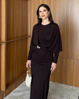 Cape Maxi Dress with Gold Accent