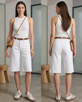 Capri Denim Shorts + Belt