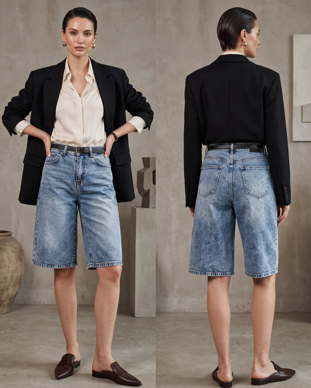 Capri Denim Shorts + Belt
