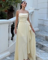 Cascade Satin Maxi Gown