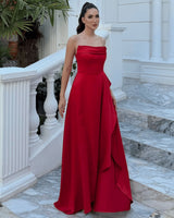 Cascade Satin Maxi Gown