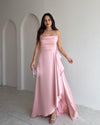 Cascade Satin Maxi Gown