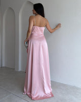 Cascade Satin Maxi Gown