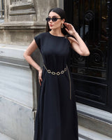 Chain Detail Maxi Dress + Belt