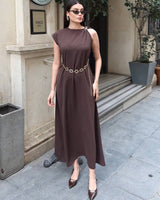 Chain Detail Maxi Dress + Belt