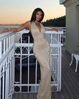 Champagne Siren Halter Dress