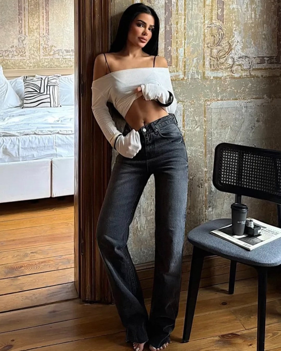 Charcoal Straight-Leg Denim