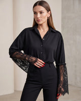 Chic Lace Sleeve Essential Shirt