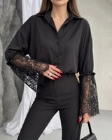 Chic Lace Sleeve Essential Shirt