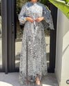Chiffon Cape-Sleeve Maxi Dress