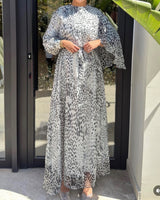 Chiffon Cape-Sleeve Maxi Dress
