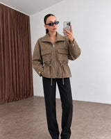 Cinched Waist Check Jacket