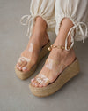 Clear Raffia Platform Wedges