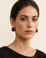Cognac Arc Gold-Cap Hoops