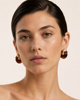 Cognac Arc Gold-Cap Hoops