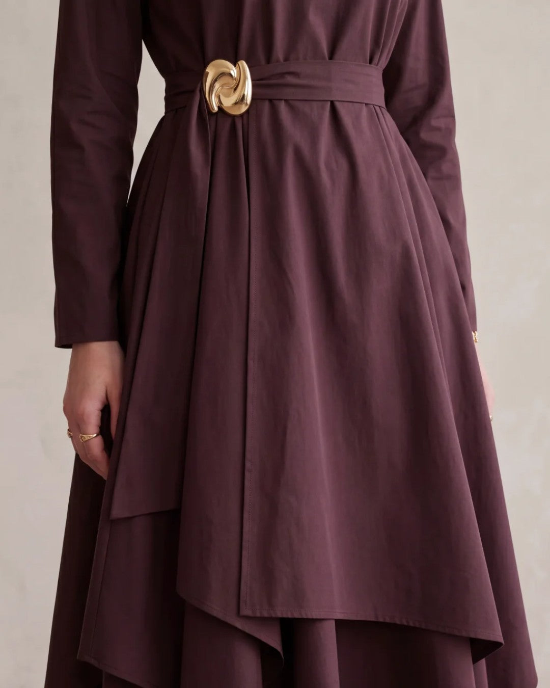 Contoured Waist Gold Detail Dress