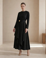 Contoured Waist Gold Detail Dress