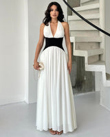 Contrast Halter Maxi Dress