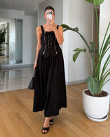 Corset Lace-Up Midi Dress
