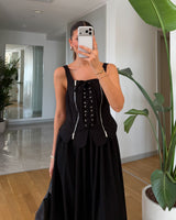 Corset Lace-Up Midi Dress