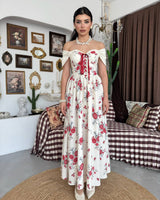 Crimson Rose Corset Maxi Dress