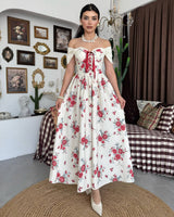 Crimson Rose Corset Maxi Dress