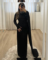 Crystal Draped Cape Maxi Dress