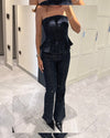 Crystal Glam Strapless Denim Set