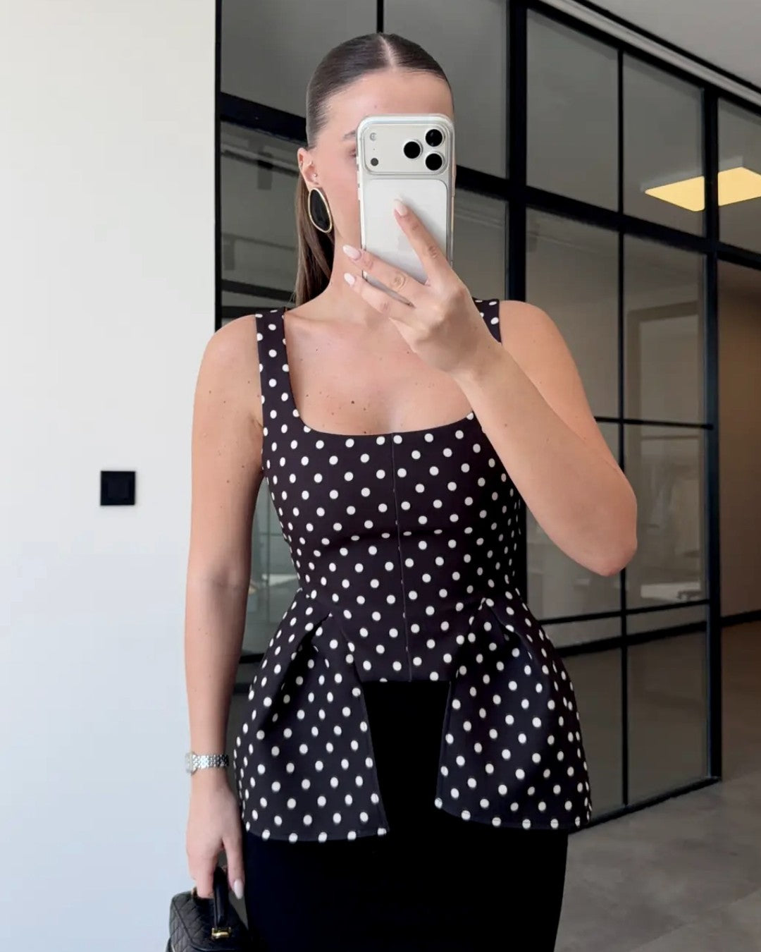 Curved Polka Dot Top