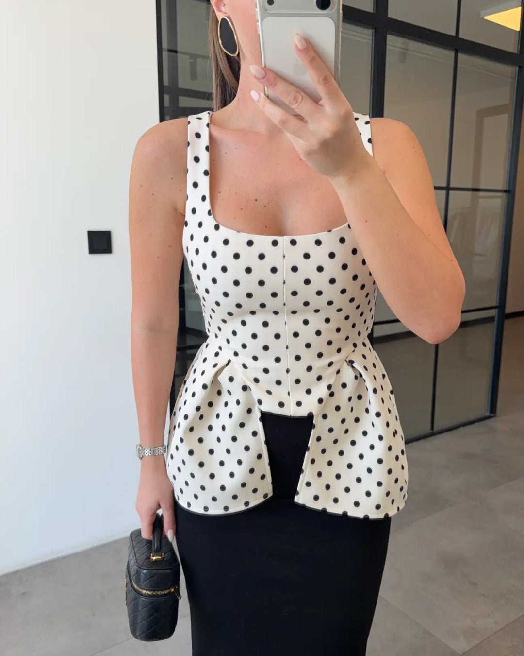 Curved Polka Dot Top