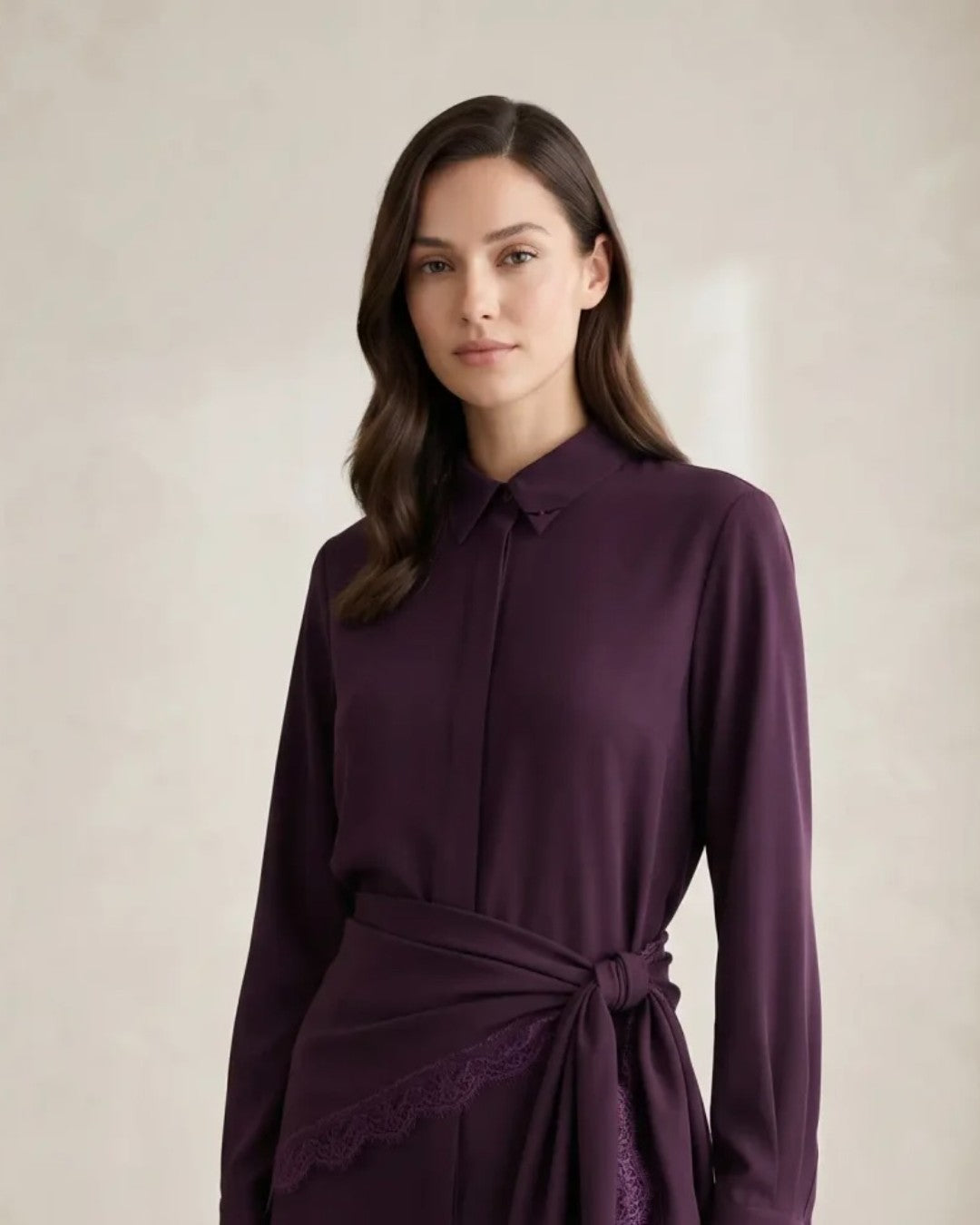 Dantel Waist Scarf Shirt