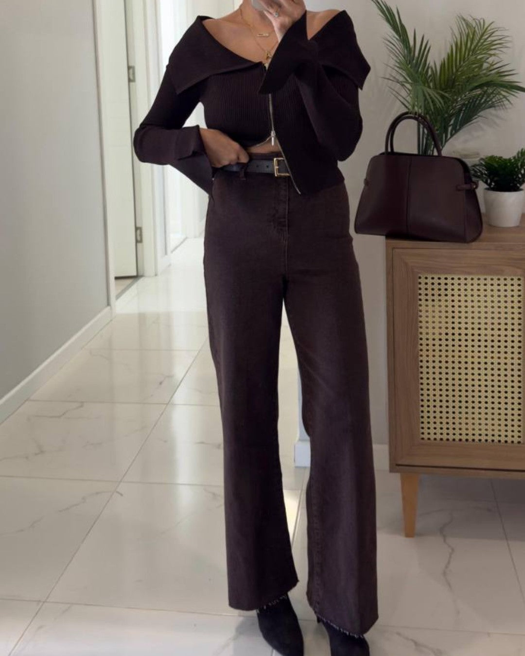 Dark Brown Denim + Belt