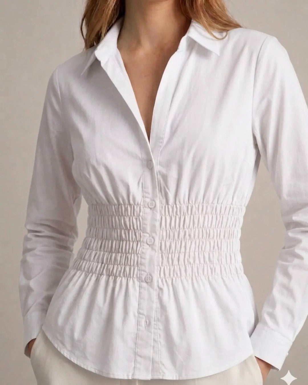 Defined Waist Button-Up Shirt