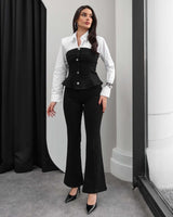 Denim Corset & Flare Pants Set