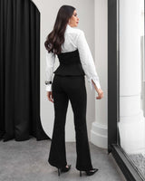 Denim Corset & Flare Pants Set