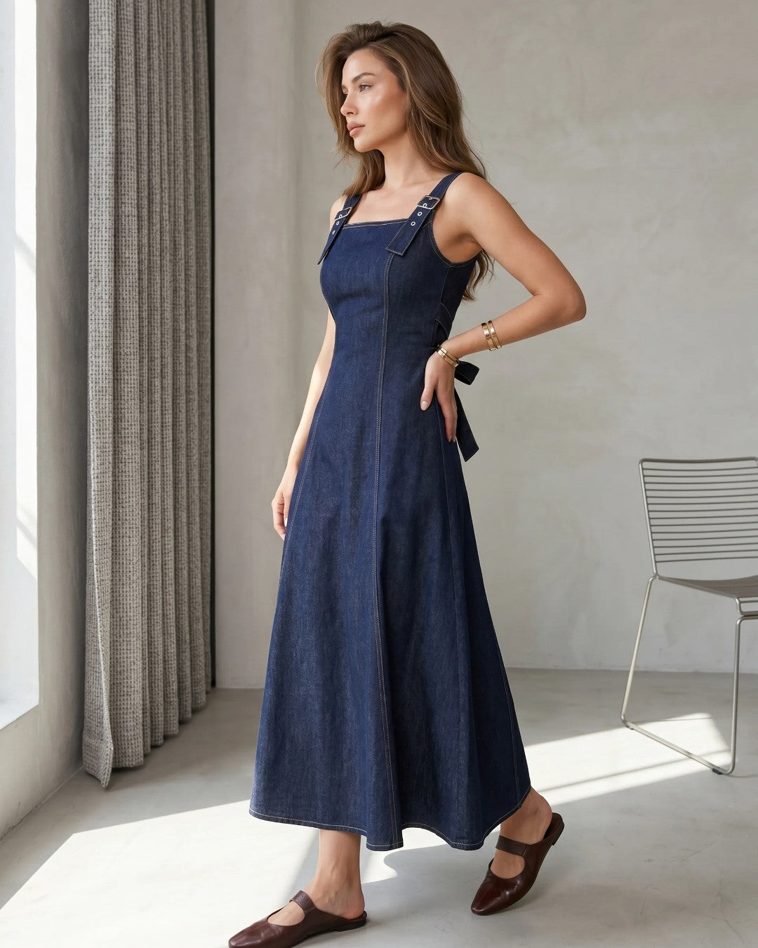 Denim Midi Dress+ Belt