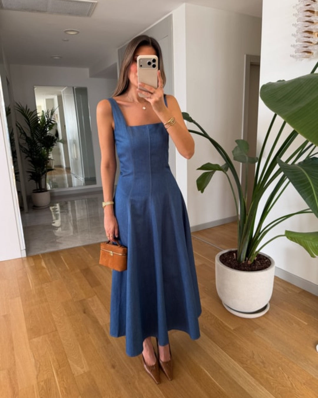 Denim Midi Flare Dress