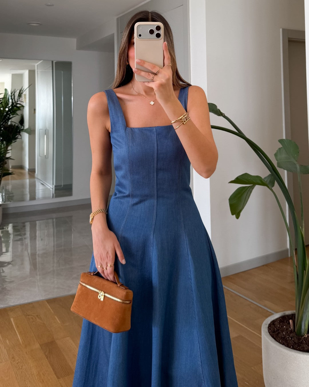 Denim Midi Flare Dress