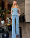Denim Pearl Floral Set