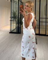Denim Rose Midi Dress